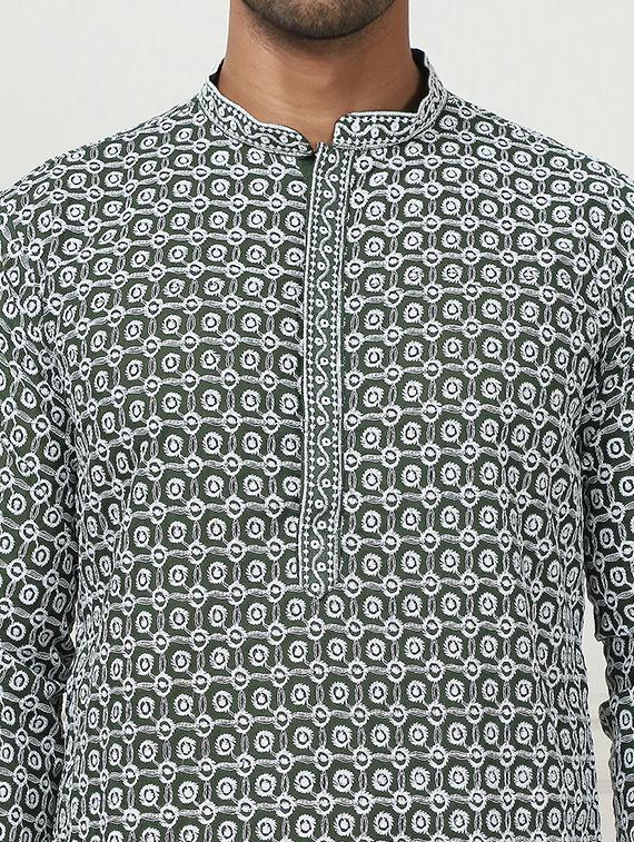 men embroidered kurta pyjama ethnic wear set - 21498954 - Standard Image - 5