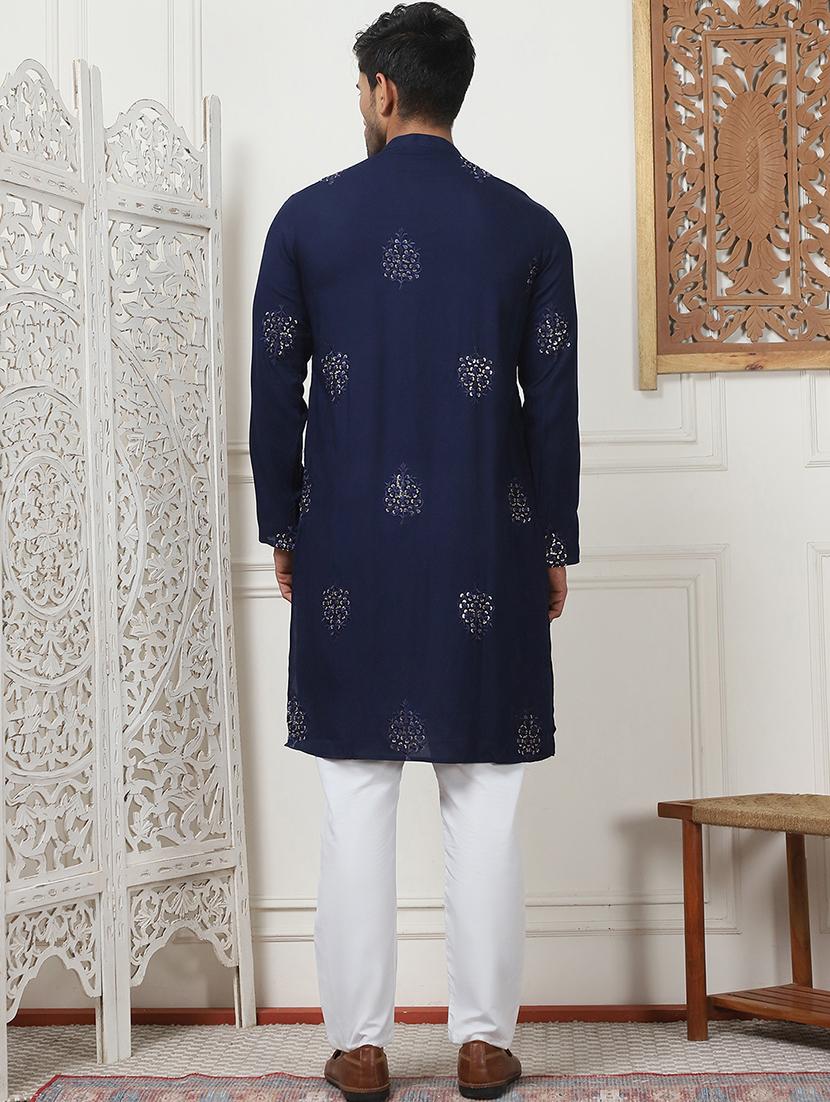 men embroidered kurta pyjama ethnic wear set - 21498967 - Standard Image - 3