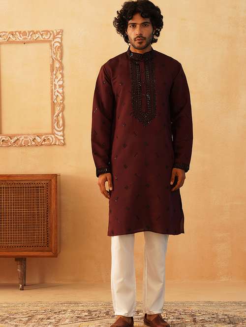men embroidered kurta pyjama ethnic wear set - 21498972 -  Standard Image - 0