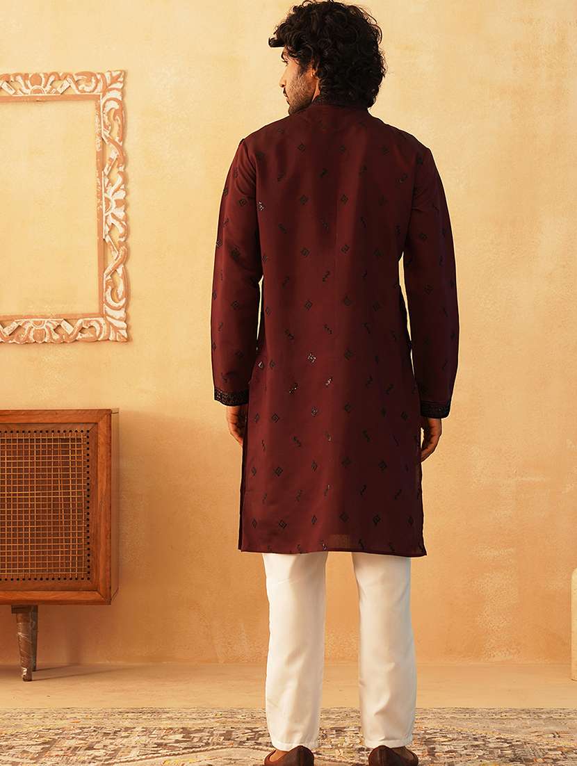 men embroidered kurta pyjama ethnic wear set - 21498972 -  Standard Image - 3