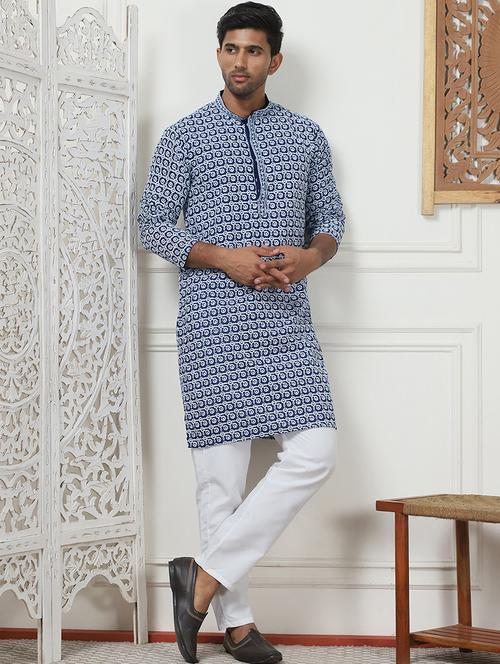 men embroidered kurta pyjama ethnic wear set - 21498977 - Standard Image - 0