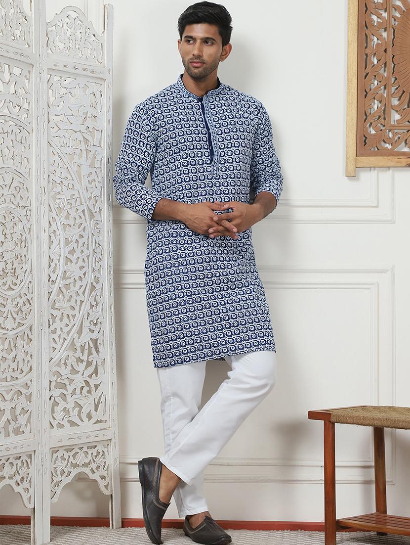 men embroidered kurta pyjama ethnic wear set - 21498977 - Zoom Image - 0