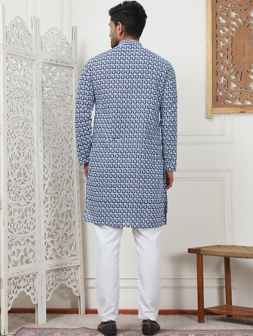 men embroidered kurta pyjama ethnic wear set - 21498977 - Standard Image - 3