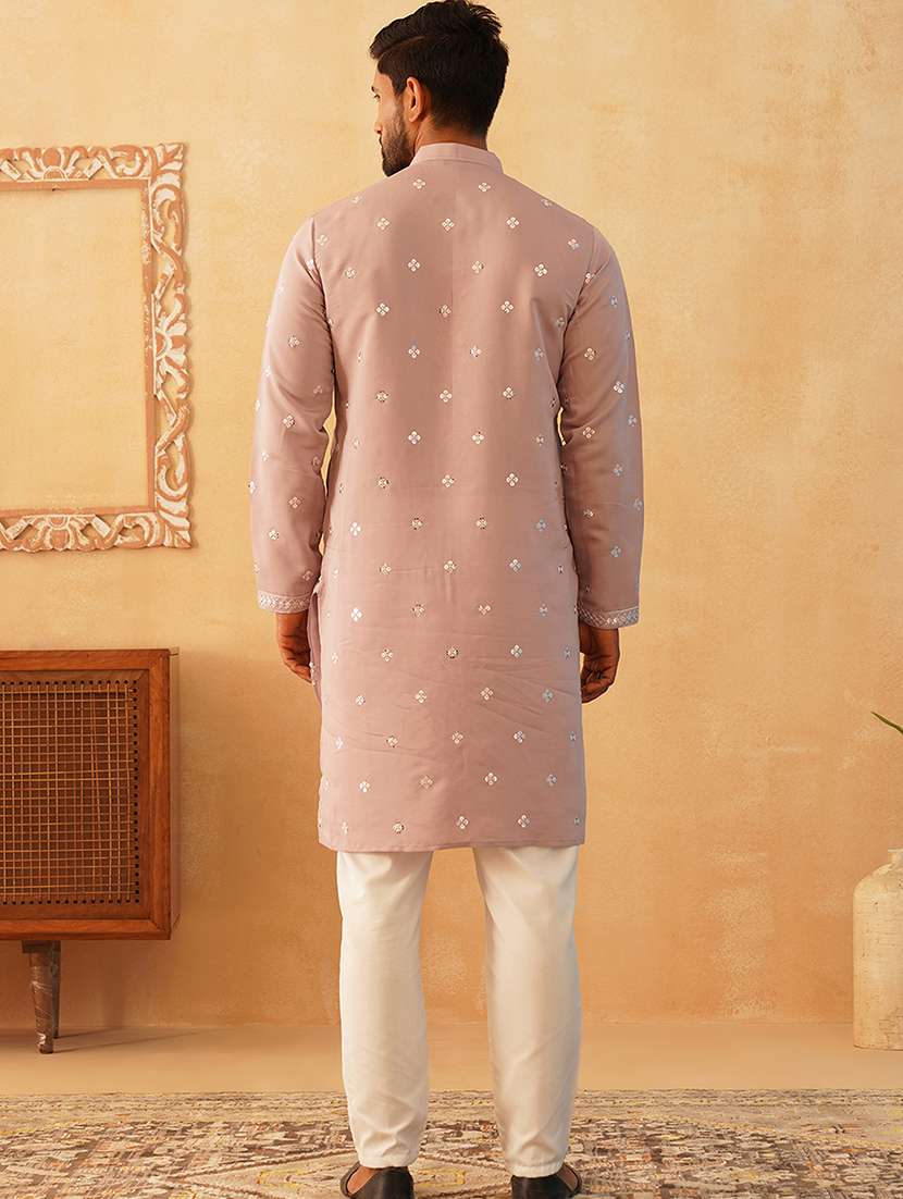 men embroidered kurta pyjama ethnic wear set - 21498985 -  Standard Image - 3