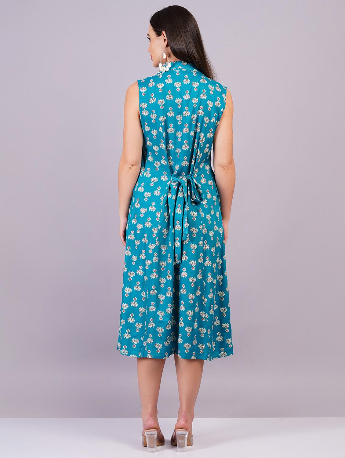 women printed a-line ethnic dress - 21498999 - Standard Image - 3