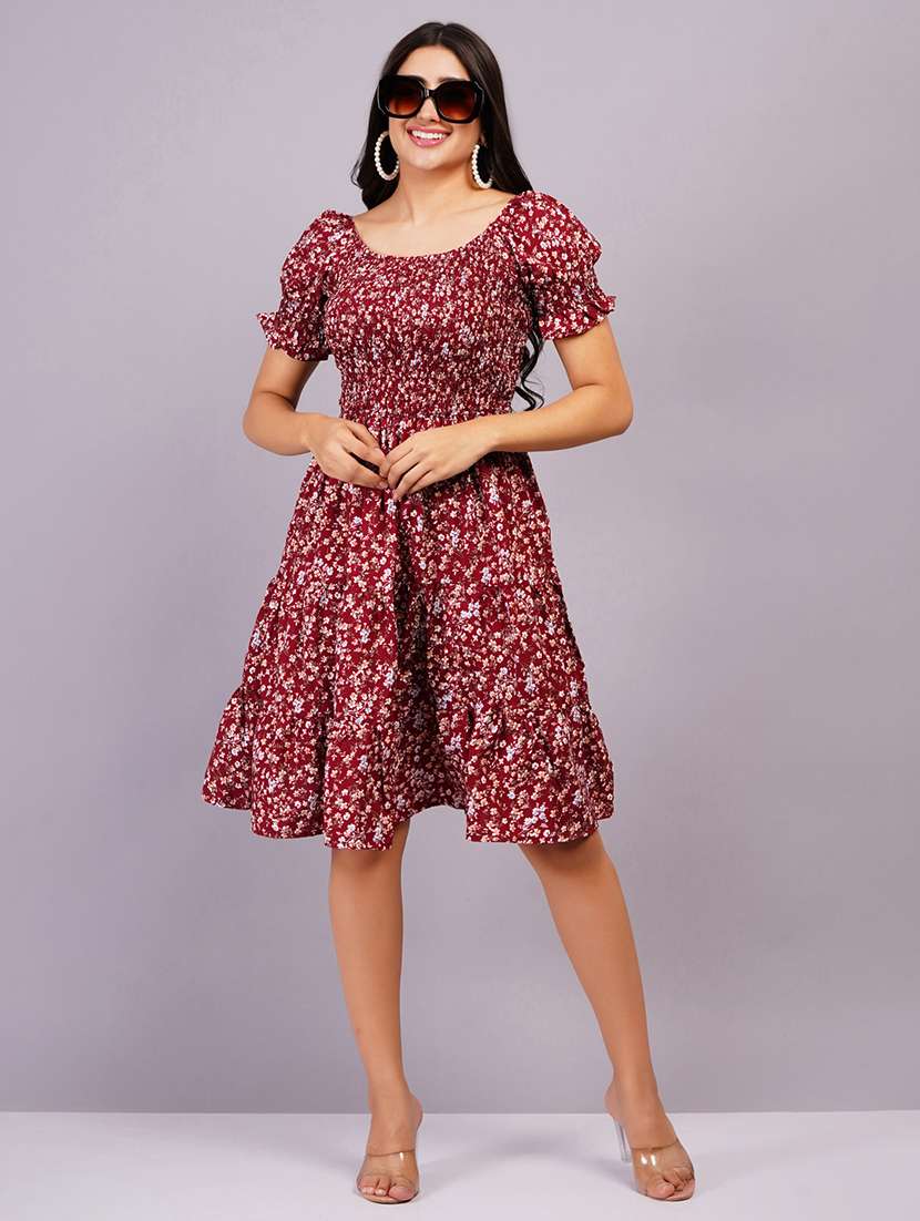 women floral printed tiered dress