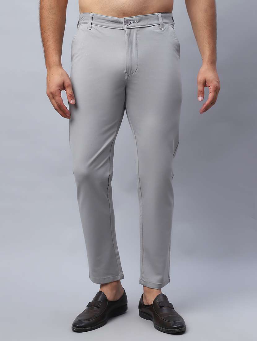men grey cotton chinos casual trouser