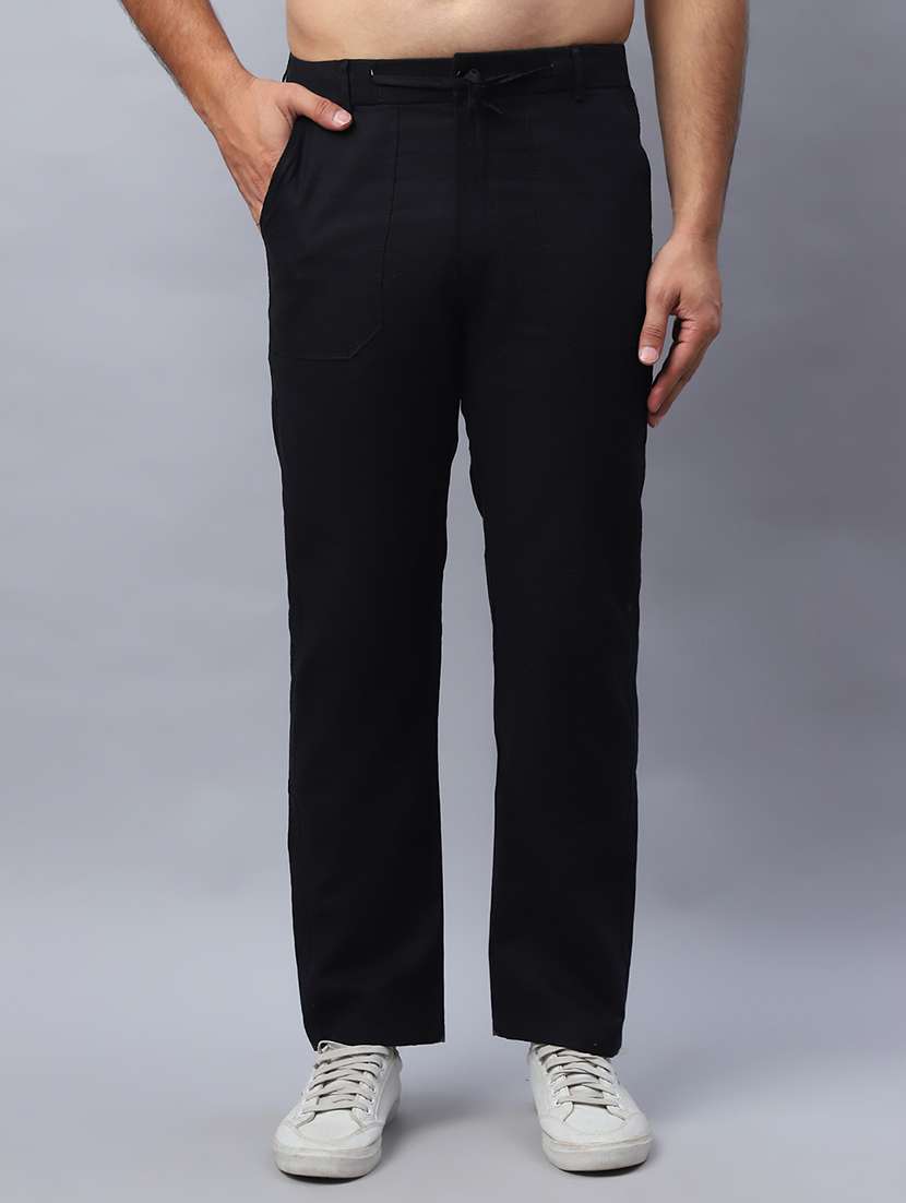 men black linen chinos casual trouser