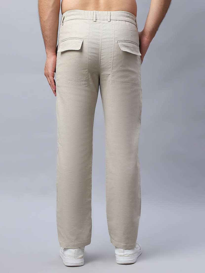men cream linen chinos casual trouser - 21499069 -  Standard Image - 3
