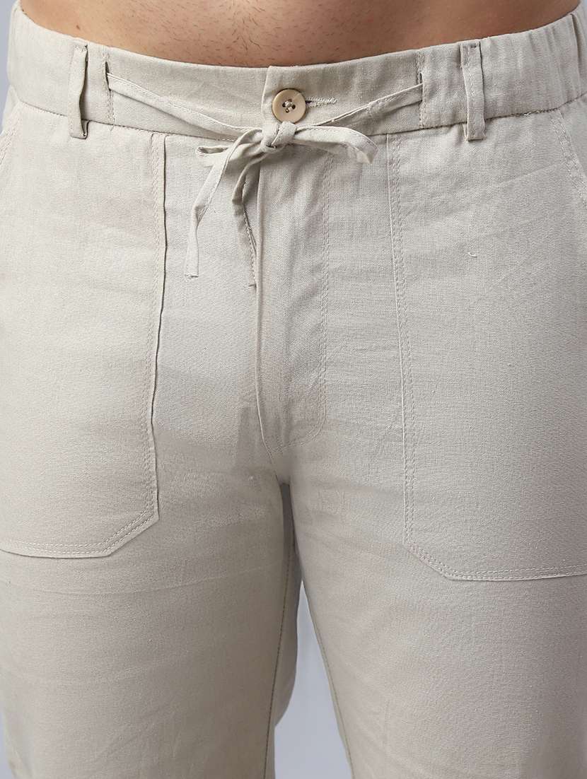men cream linen chinos casual trouser - 21499069 -  Standard Image - 5