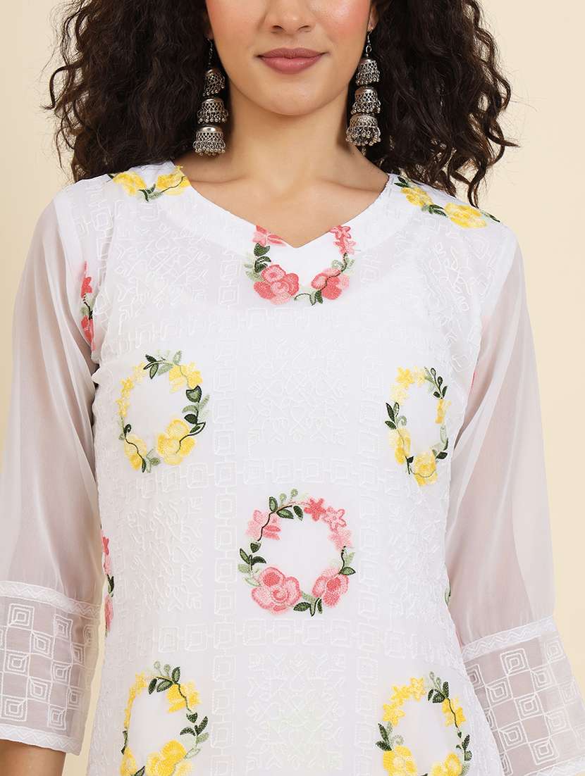 women three quarter sleeve ethnic motif straight kurta - 21499121 -  Standard Image - 5