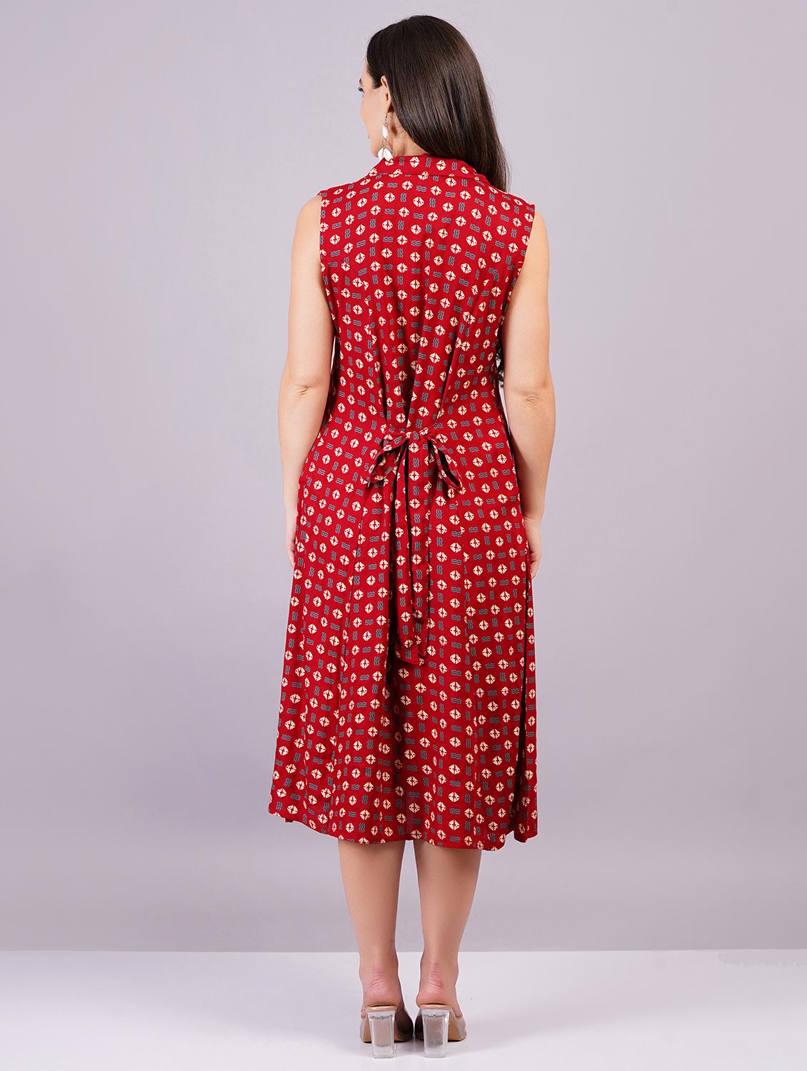 women sleeveless printed a-line ethnic dress - 21499135 - Standard Image - 3