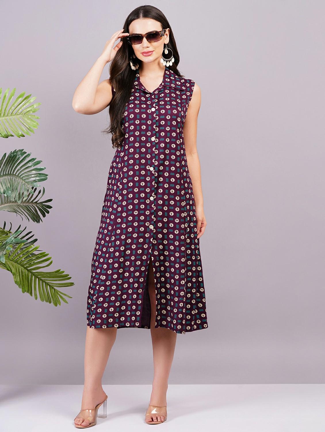 women sleeveless printed a-line ethnic dress - 21499136 -  Zoom Image - 0
