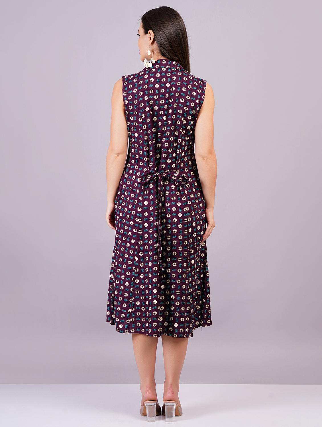 women sleeveless printed a-line ethnic dress - 21499136 - Standard Image - 3