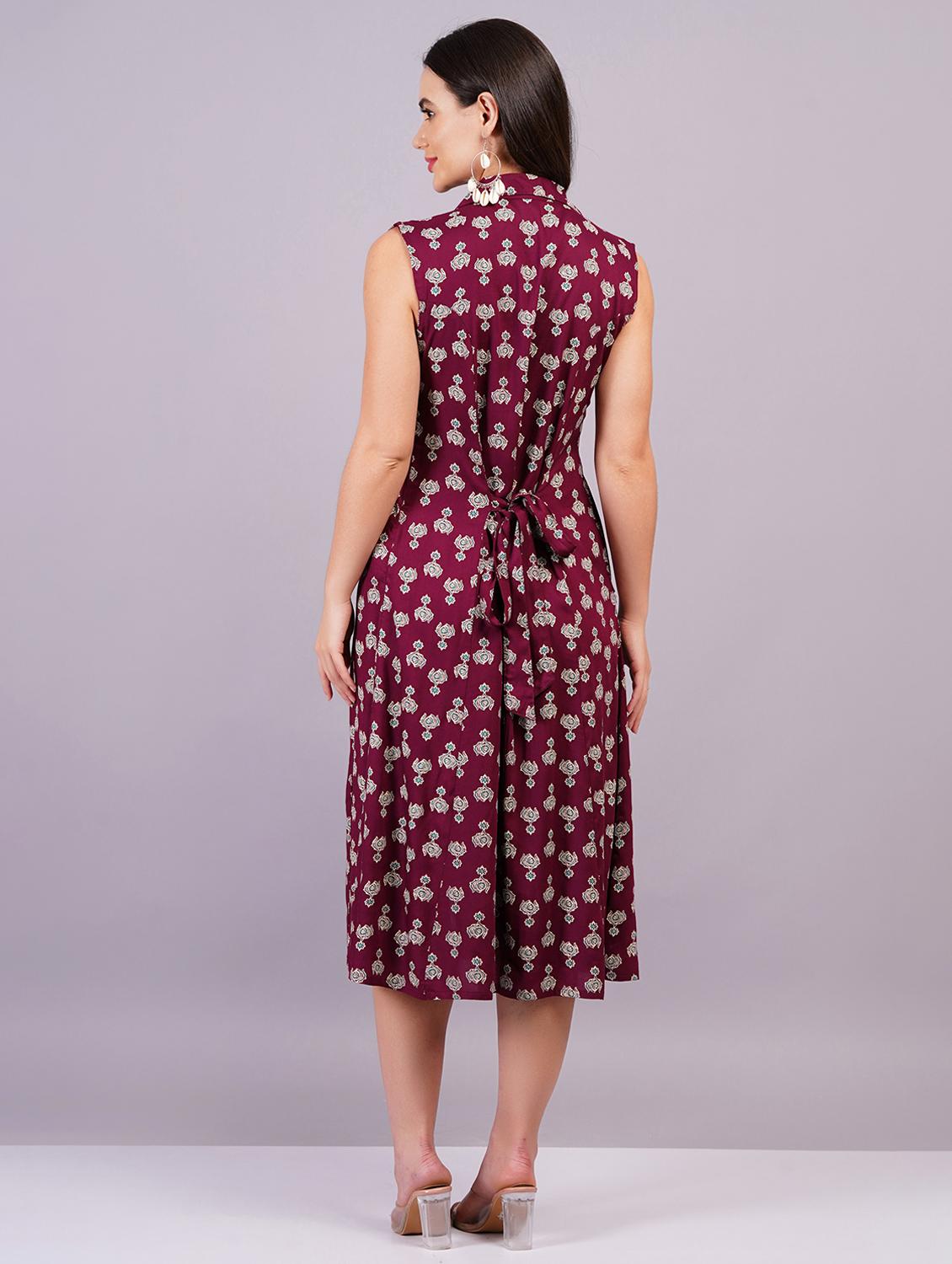 women sleeveless printed a-line ethnic dress - 21499137 - Standard Image - 3