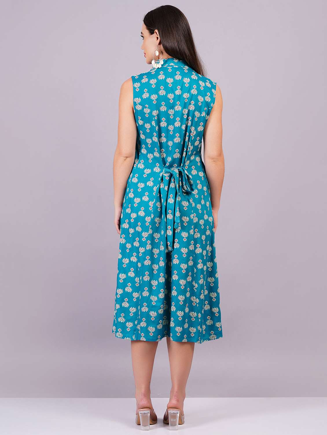 women sleeveless printed a-line ethnic dress - 21499139 - Standard Image - 3