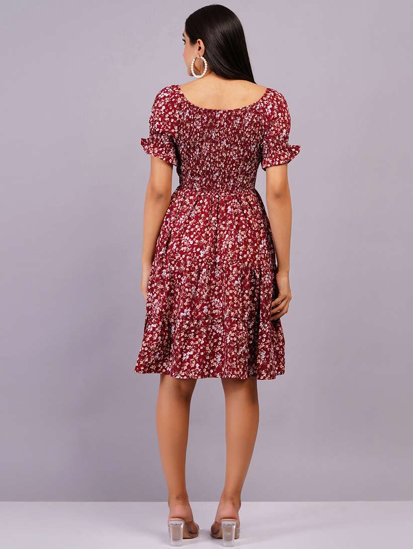 women short sleeve printed fit & flare ethnic dress - 21499151 -  Standard Image - 3
