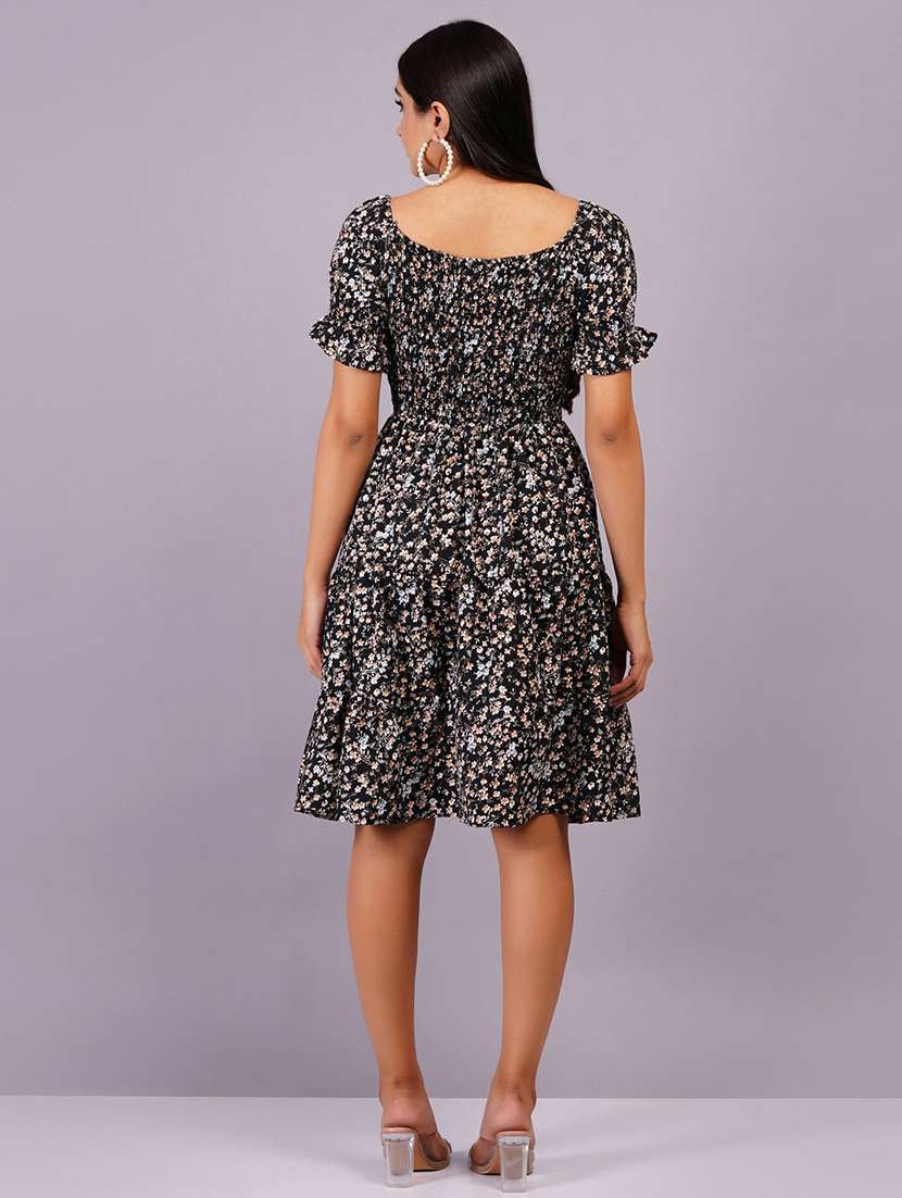 women short sleeve printed fit & flare ethnic dress - 21499152 -  Standard Image - 3