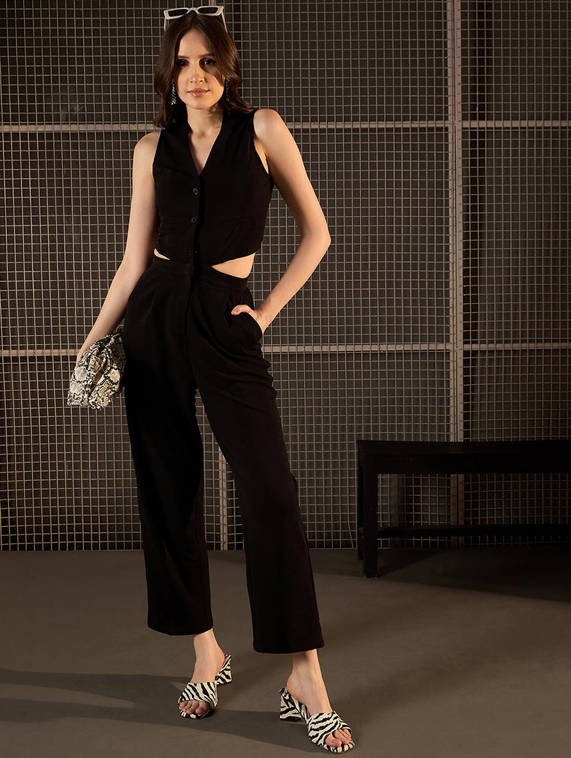 women black polyester full leg jumpsuit - 21499270 - Zoom Image - 0