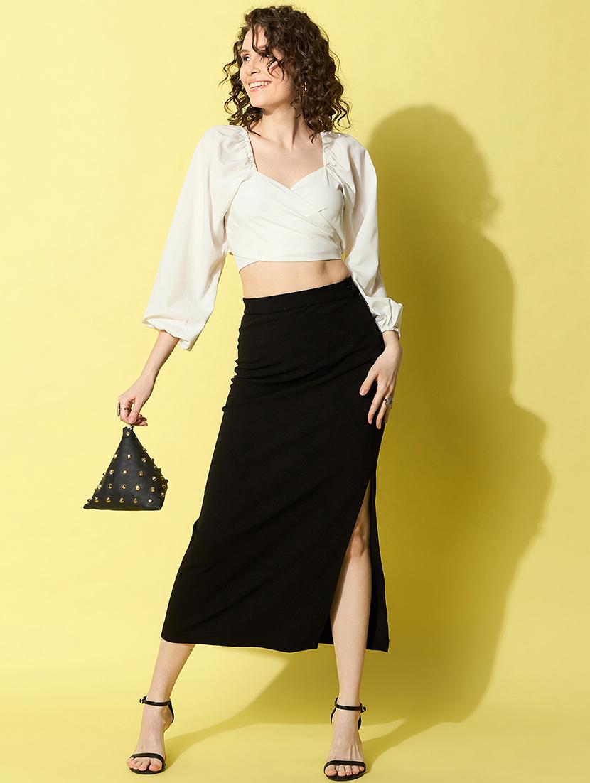 women black polyester a-line skirt - 21499346 - Standard Image - 3