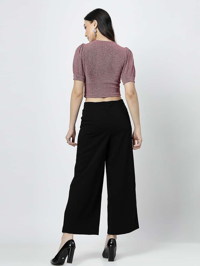 women maroon polyester top and trouser co-ord set - 21499353 - Standard Image - 3