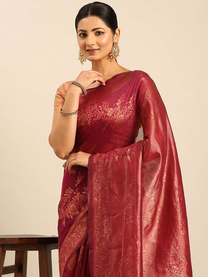 magenta cotton handloom saree with blouse - 21499981 -  Standard Image - 3