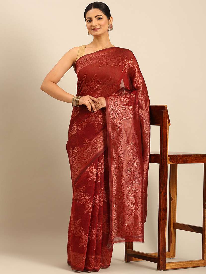women self design banarasi saree with blouse - 21499983 - Zoom Image - 0