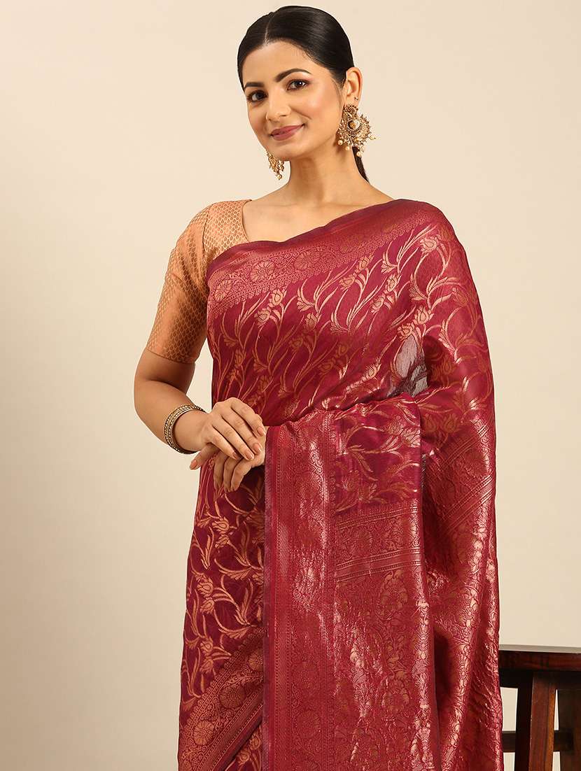 women self design banarasi saree with blouse - 21499987 -  Standard Image - 3