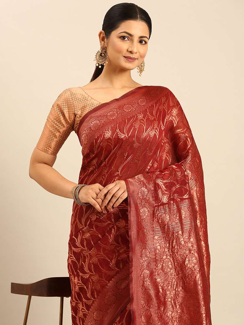women self design banarasi saree with blouse - 21499990 -  Standard Image - 3