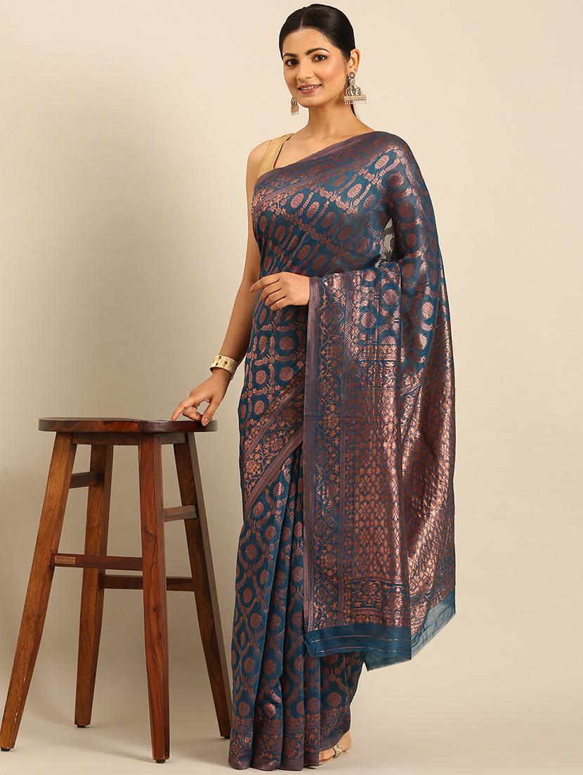 women self design banarasi saree with blouse - 21499994 -  Zoom Image - 0
