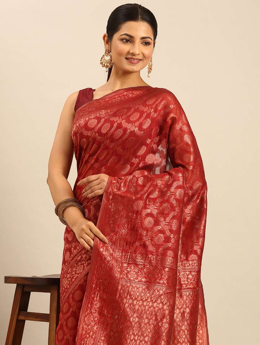 women self design banarasi saree with blouse - 21499995 - Standard Image - 3