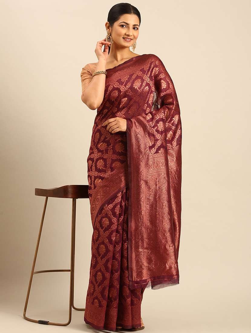 women self design banarasi saree with blouse - 21500007 - Zoom Image - 0