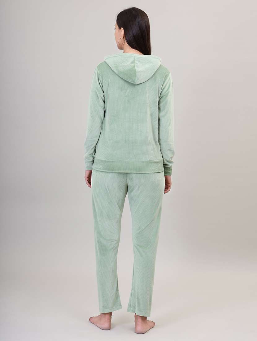 women hooded solid pyjama nightwear set - 21500058 -  Standard Image - 3