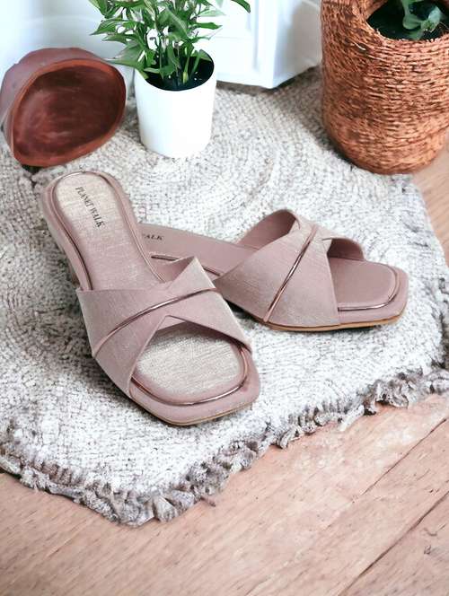 pink fabric slip on sandals - 21500363 -  Standard Image - 0