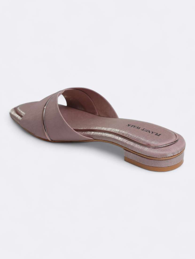 pink fabric slip on sandals - 21500363 - Standard Image - 3