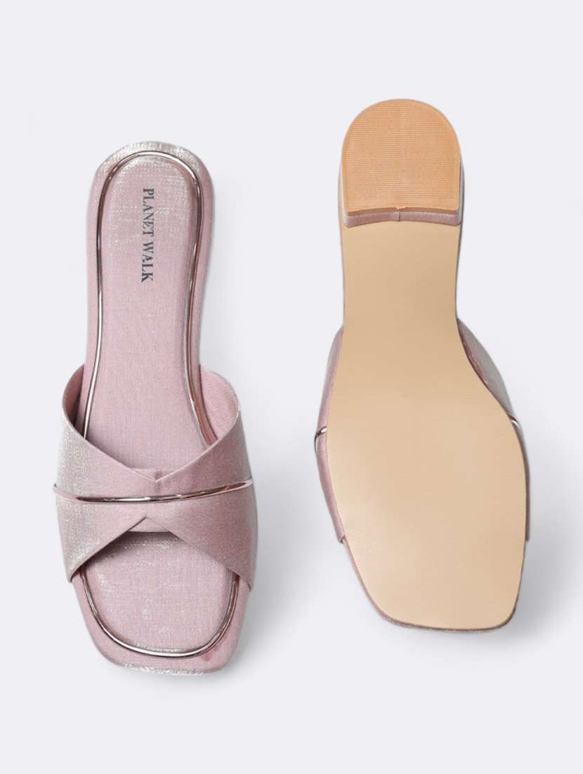 pink fabric slip on sandals - 21500363 - Standard Image - 5