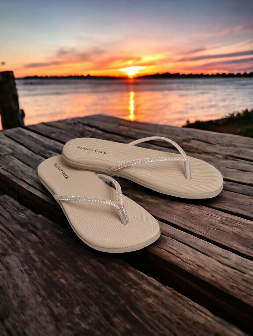 pink synthetic slip on sandals