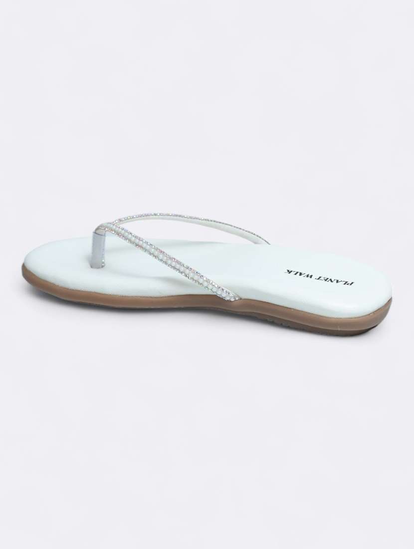 white synthetic slip on sandals - 21500365 -  Standard Image - 3