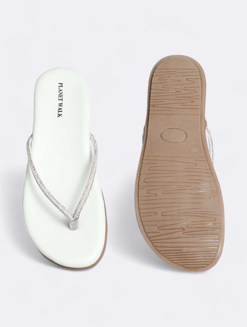 white synthetic slip on sandals - 21500365 -  Standard Image - 5