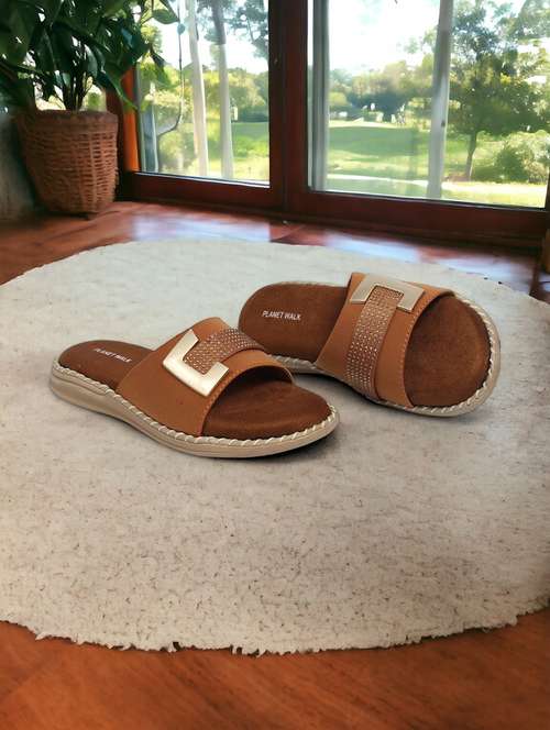 brown suede slip on sandals - 21500369 - Standard Image - 0