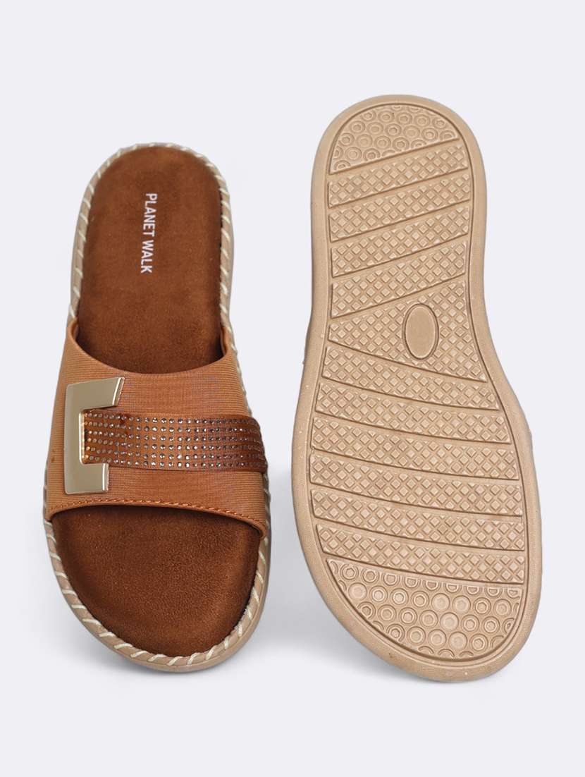 brown suede slip on sandals - 21500369 - Standard Image - 5