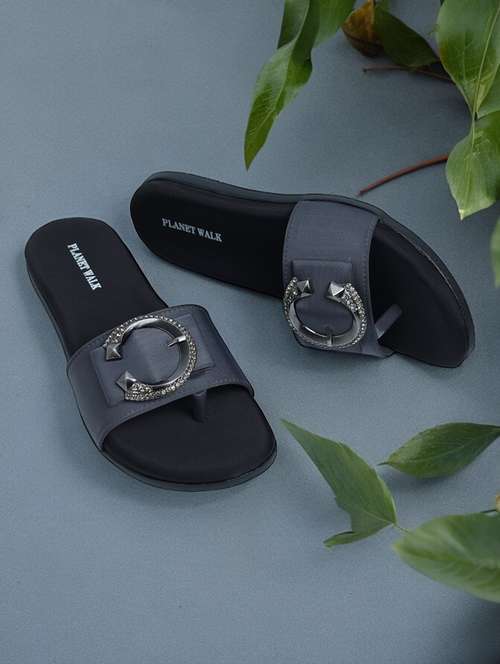 grey synthetic slip on sandals - 21500376 -  Standard Image - 0