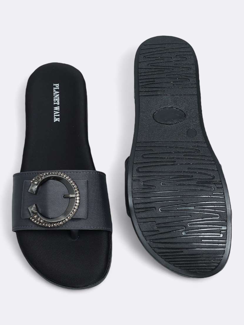 grey synthetic slip on sandals - 21500376 -  Standard Image - 5