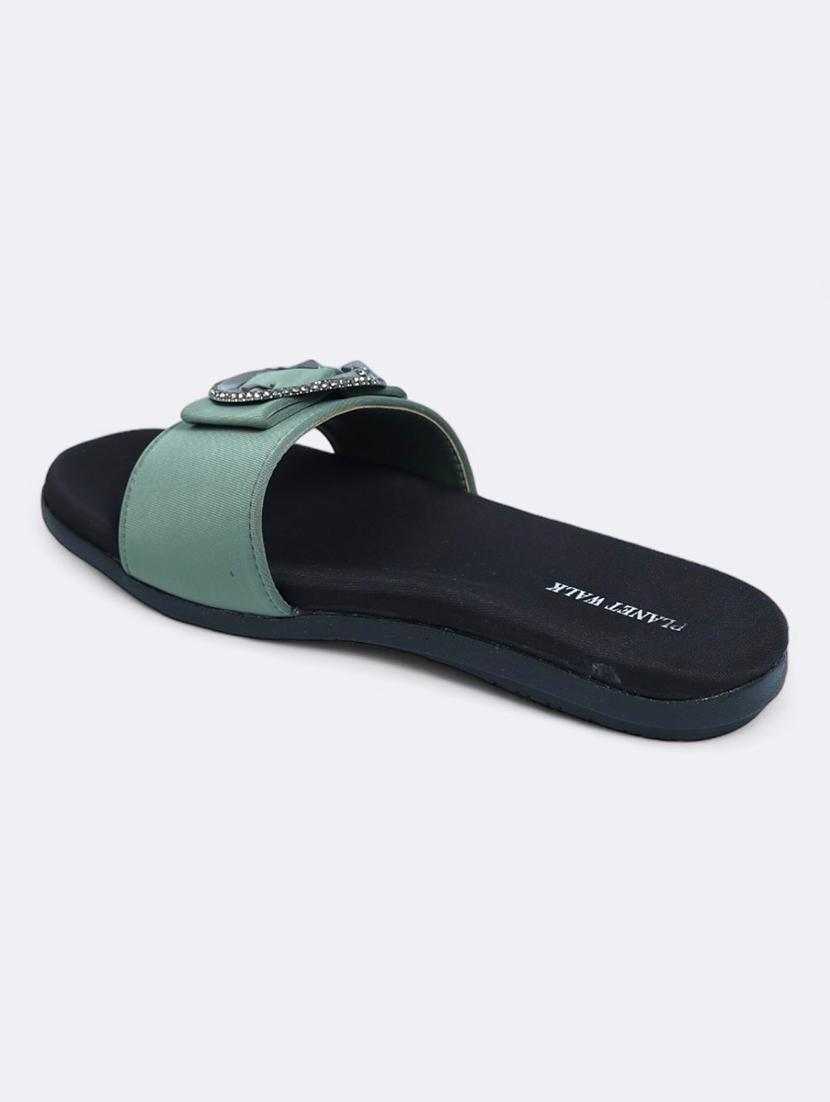 green synthetic slip on sandals - 21500377 - Standard Image - 3