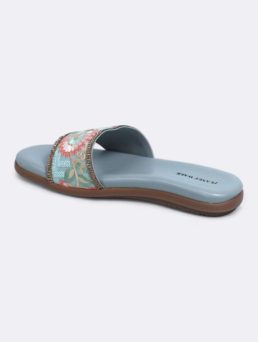 blue synthetic slip on sandals - 21500382 - Standard Image - 3