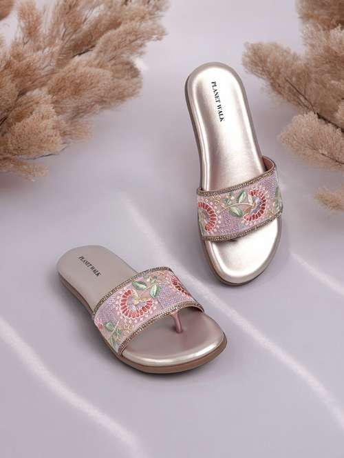 pink synthetic slip on sandals - 21500383 -  Standard Image - 0