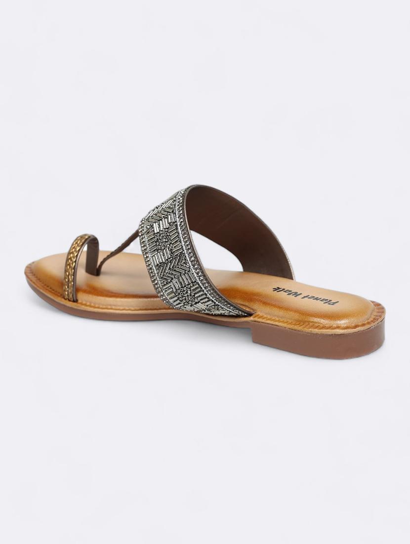 grey synthetic slip on sandals - 21500391 - Standard Image - 3