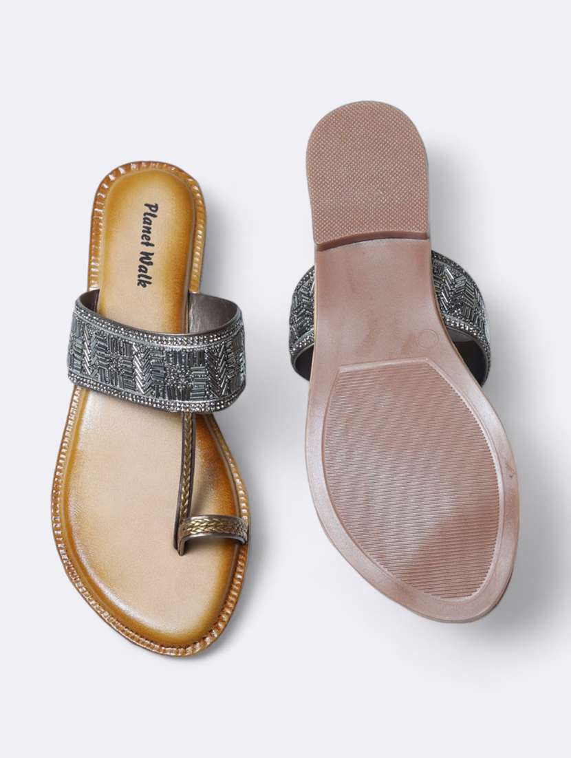 grey synthetic slip on sandals - 21500391 - Standard Image - 5