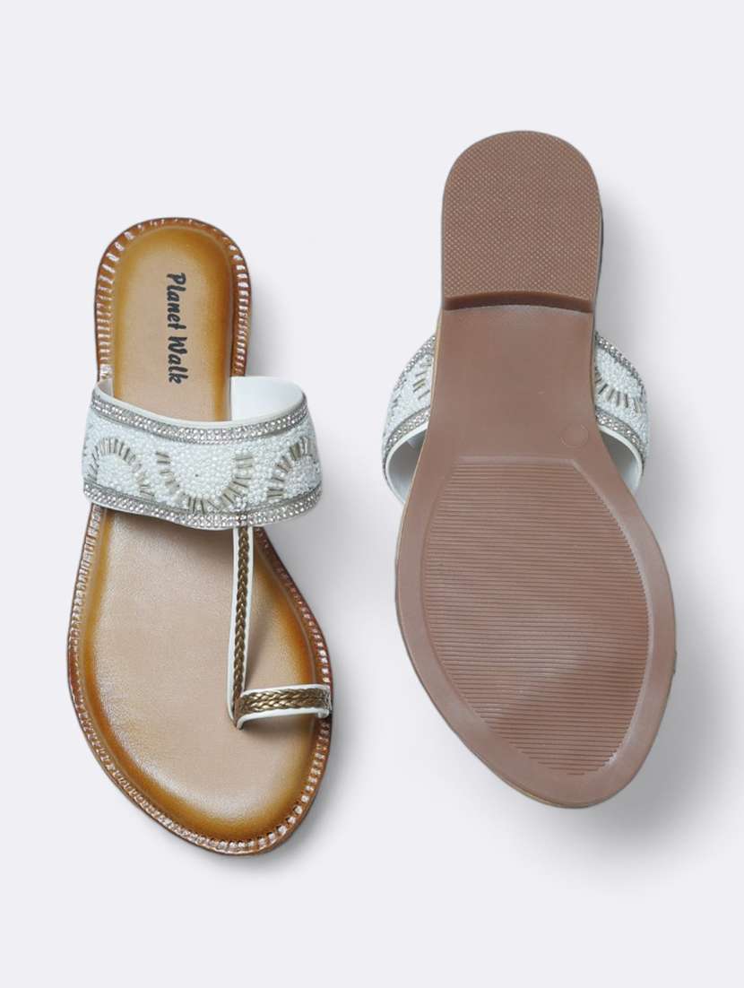 white synthetic slip on sandals - 21500392 -  Standard Image - 5