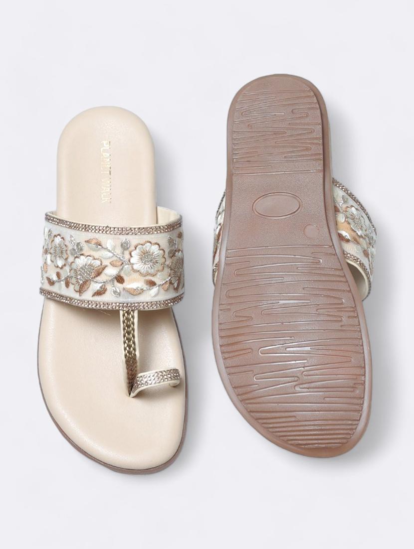 beige synthetic slip on sandals - 21500446 - Standard Image - 5